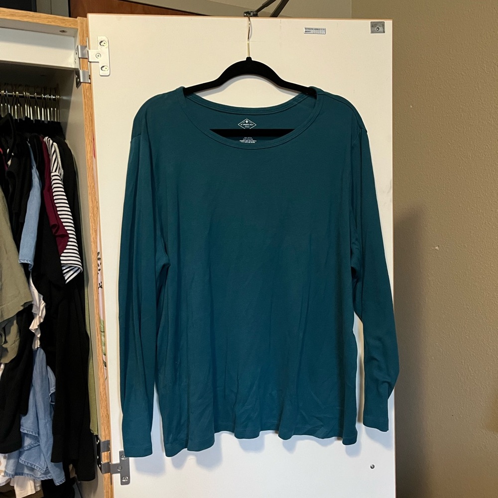 5/25🔥 Teal scoop neck long sleeve tee